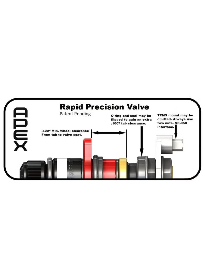 APEX Performance, 3.0 Rapid Precision Fast Deflation Valves (XL - Set of 4), Universal Fit